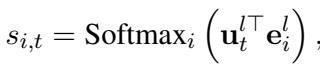 方程 3: Token 对专家亲和度分数的计算。