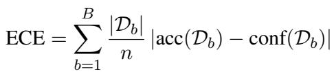 期望校准误差 (ECE) 的公式。