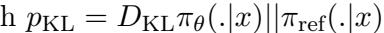 Equation defining p_KL as the Kullback-Leibler divergence between the current policy and the reference policy.