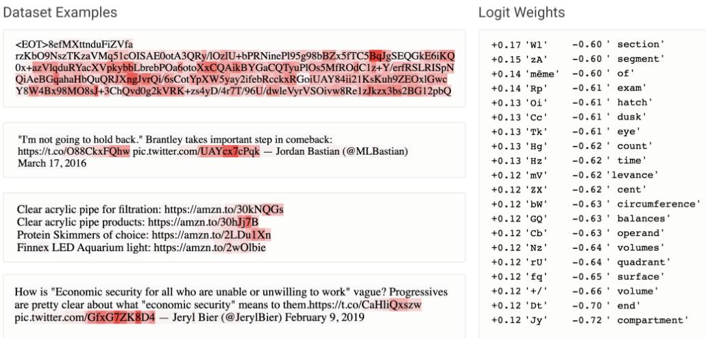 图 10: 神经元激活可视化示例——最高激活片段与词元效应指导标注者。