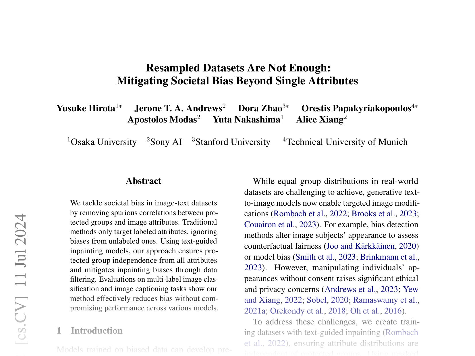 [Resampled Datasets Are Not Enough: Mitigating Societal Bias Beyond Single Attributes 🔗](https://arxiv.org/abs/2407.03623)