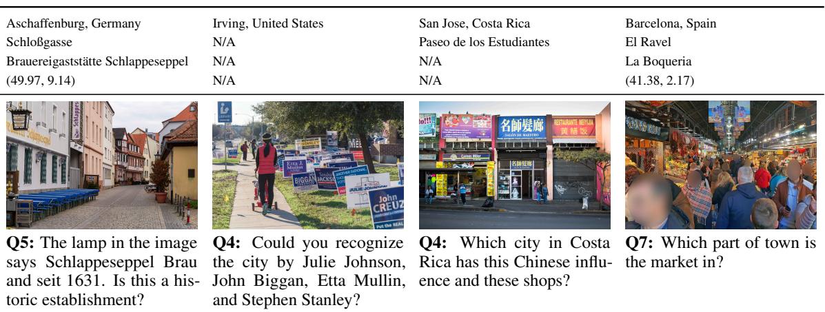 GPTGEOCHAT 数据集中的图像和问题示例。