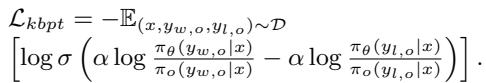 Equation 8: The Knowledge Balanced Preference Tuning (KBPT) loss function.