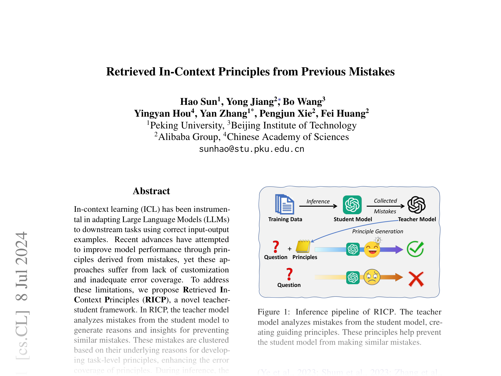 [Retrieved In-Context Principles from Previous Mistakes 🔗](https://arxiv.org/abs/2407.05682)