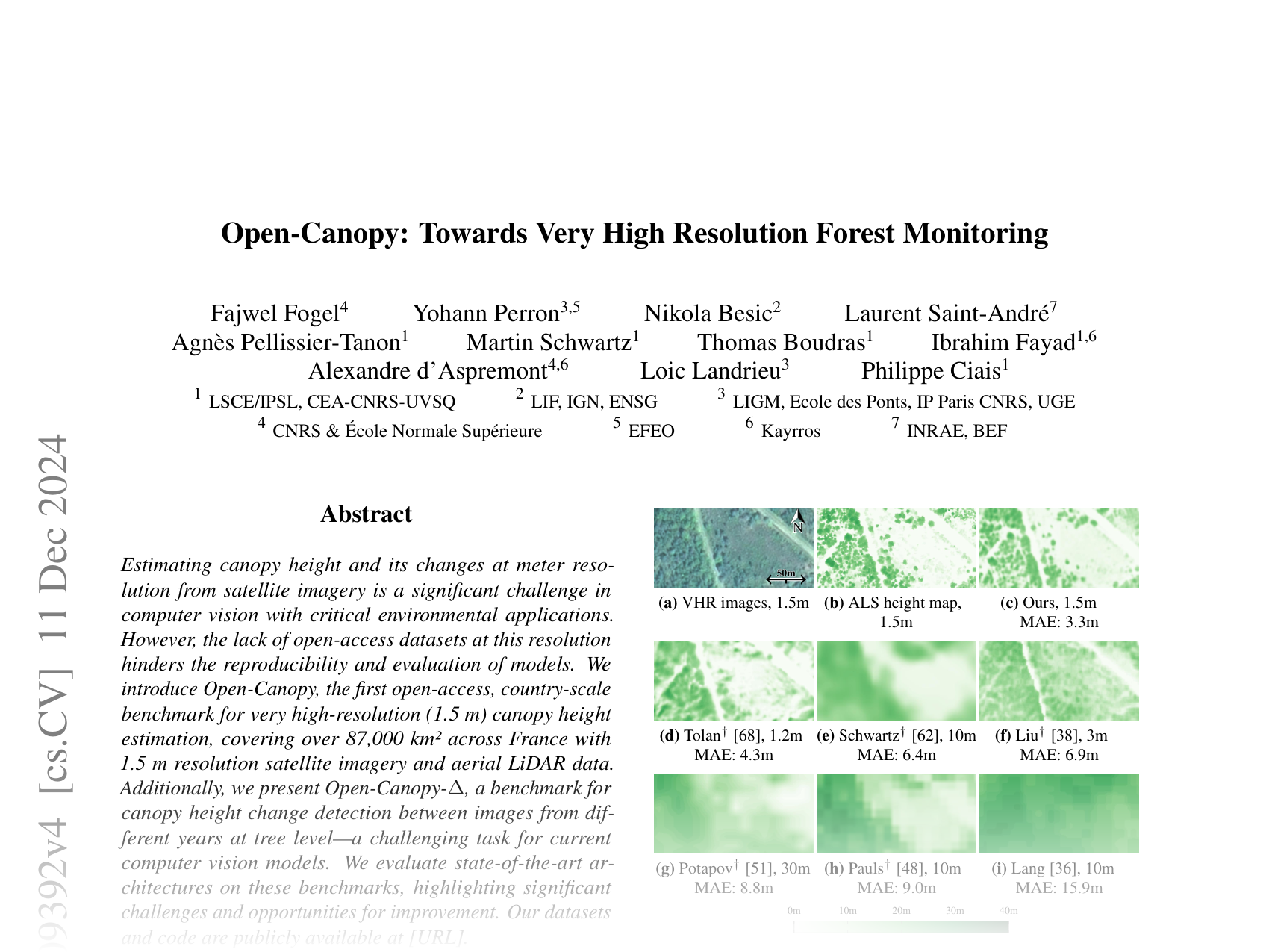 [Open-Canopy: Towards Very High Resolution Forest Monitoring 🔗](https://arxiv.org/abs/2407.09392)