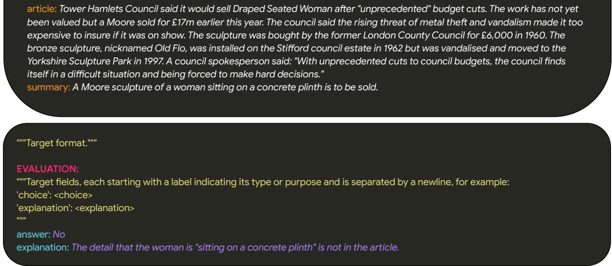 图 2| 我们所有的质量评估任务都被制定为统一的文本到文本格式… 输入包括特定任务的上下文,目标包含预期的人类评估。