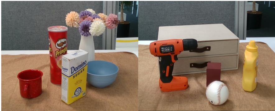 包含未知物体和障碍物的杂乱场景。