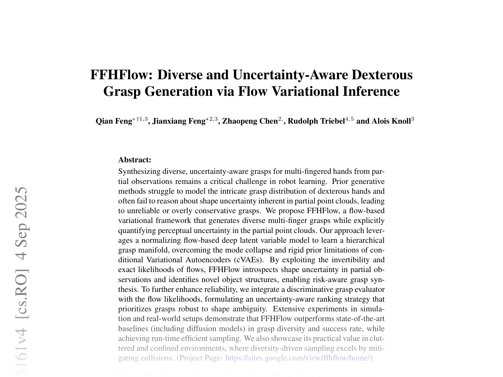 [FFHFlow: Diverse and Uncertainty-Aware Dexterous Grasp Generation via Flow Variational Inference 🔗](https://arxiv.org/abs/2407.15161)