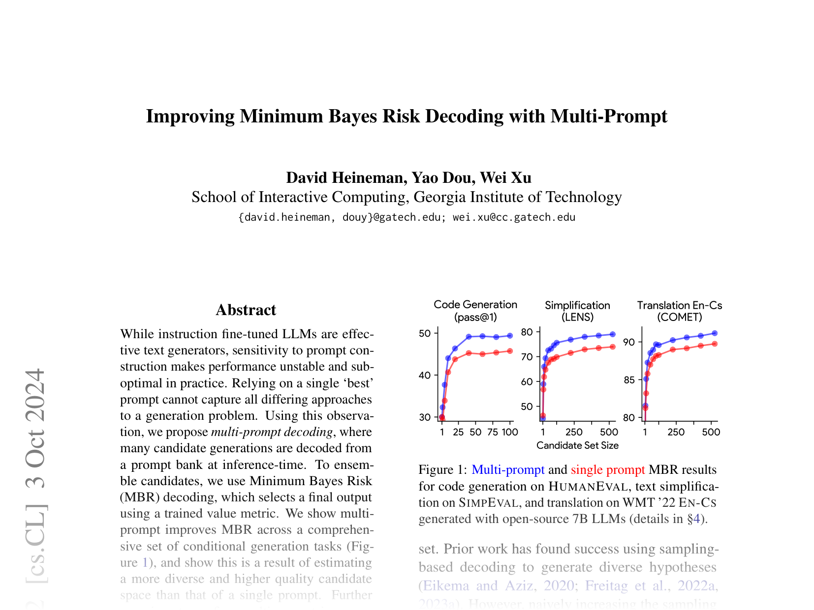 [Improving Minimum Bayes Risk Decoding with Multi-Prompt 🔗](https://arxiv.org/abs/2407.15343)