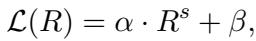 作为比例函数的损失幂律方程。