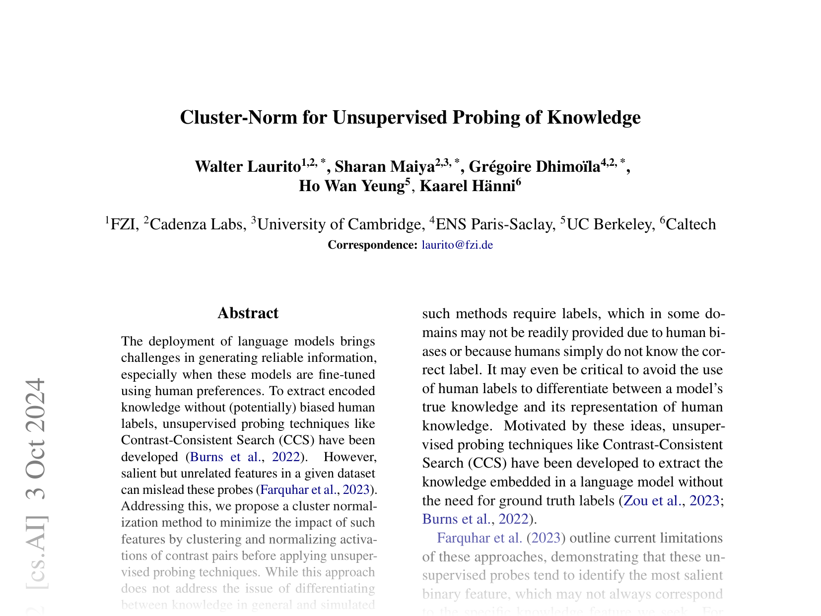 [Cluster-Norm for Unsupervised Probing of Knowledge 🔗](https://arxiv.org/abs/2407.18712)