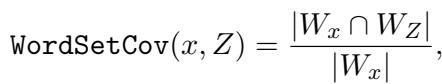 Equation for Set-level Word Coverage.