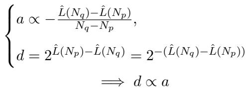 Equation showing the relationship between Quality Factor d and scaling exponent a.