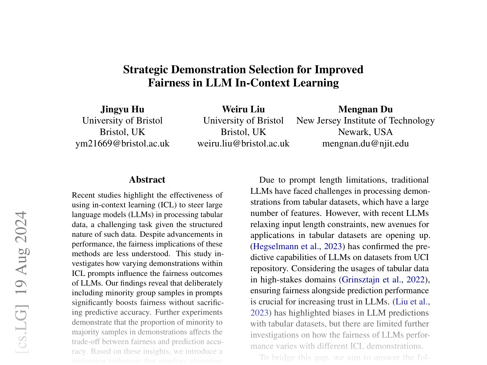 [Strategic Demonstration Selection for Improved Fairness in LLM In-Context Learning 🔗](https://arxiv.org/abs/2408.09757)