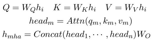 展示多头注意力适配的公式 2。