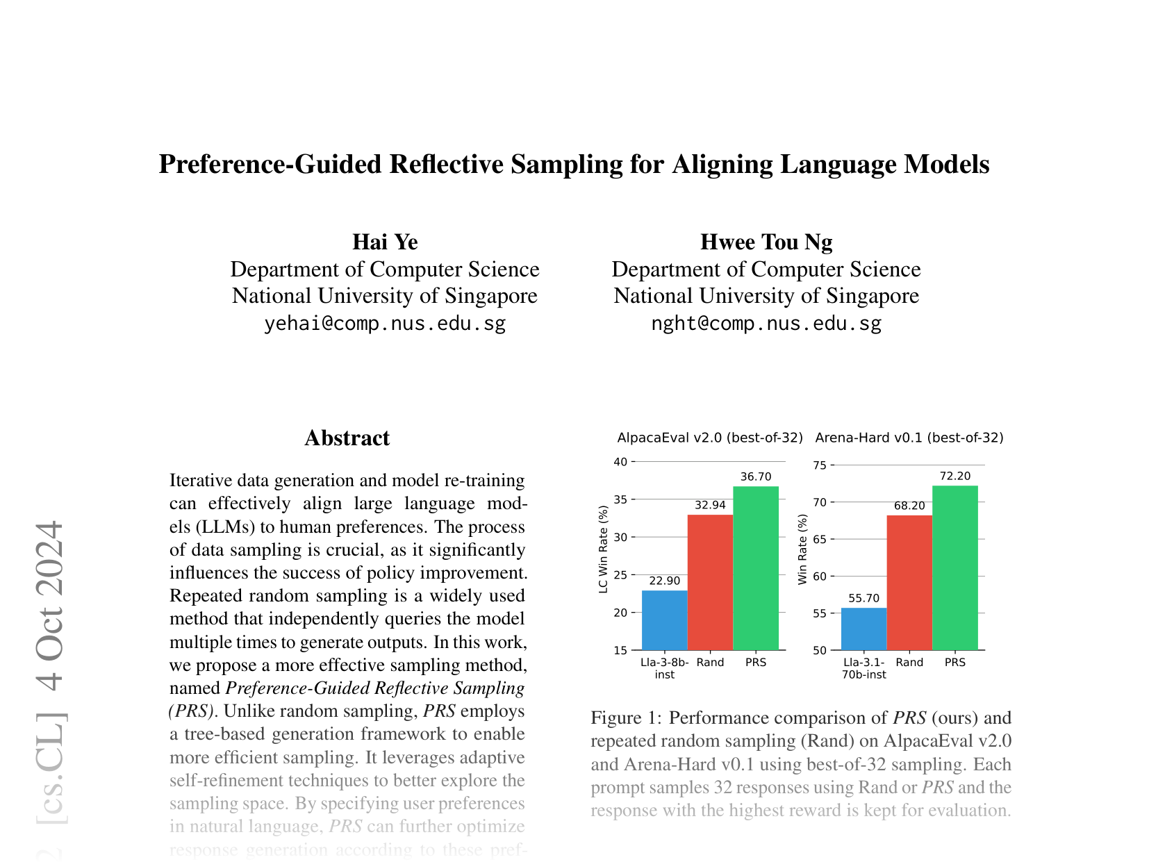 [Preference-Guided Reflective Sampling for Aligning Language Models 🔗](https://arxiv.org/abs/2408.12163)