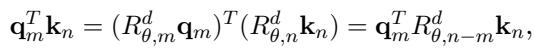 Equation for RoPE dot product