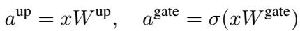 Up 和 gate 激活值的定义。