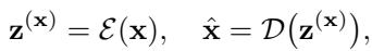 Equation 4: The VAE encoder and decoder transformation.