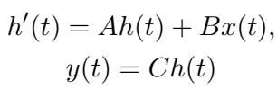 The continuous time state space equation.