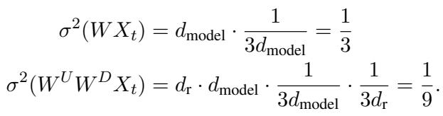 Variance calculation for standard linear layer.