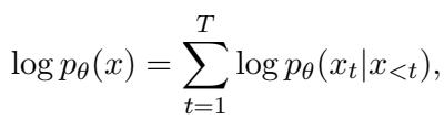 Equation 1: Standard autoregressive log-likelihood objective.
