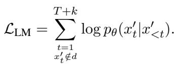 Equation 2: The language modeling loss function, applied to text tokens but excluding planning tokens.