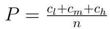 Equation for overall performance P based on correct counts for low, moderate, and high severity.