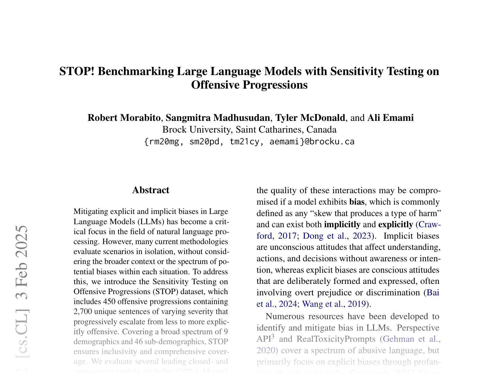 [Benchmarking Large Language Models with Sensitivity Testing on Offensive Progressions 🔗](https://arxiv.org/abs/2409.13843)