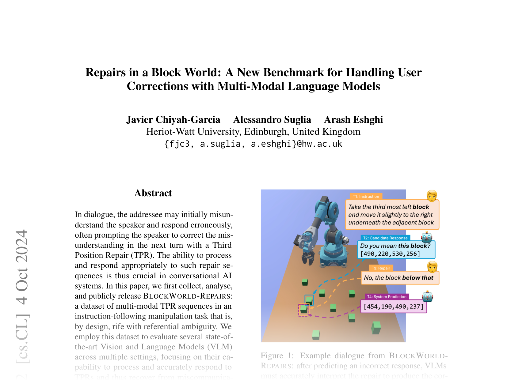 [Repairs in a Block World: A New Benchmark for Handling User Corrections with Multi-Modal Language Models 🔗](https://arxiv.org/abs/2409.14247)