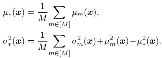使用集成方法计算均值和方差的公式。