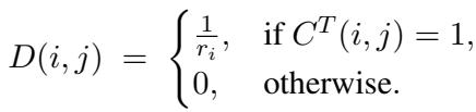 解压矩阵 D 由压缩矩阵 C 的转置构成,并对每一行进行归一化,使其和为 1。