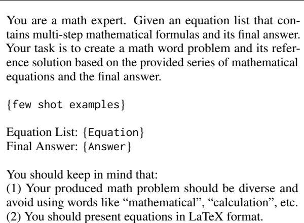 表 1: 问题制作智能体的提示词模板。