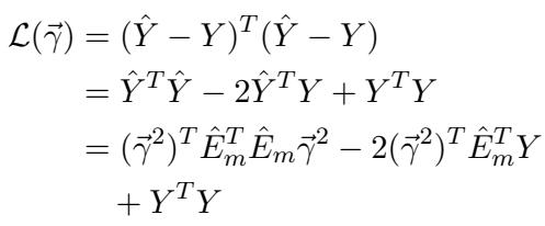 损失函数 L(gamma) 的公式，定义为预测标签与实际标签之间的平方差。