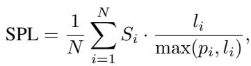 Equation for Success Weighted by Path Length (SPL).