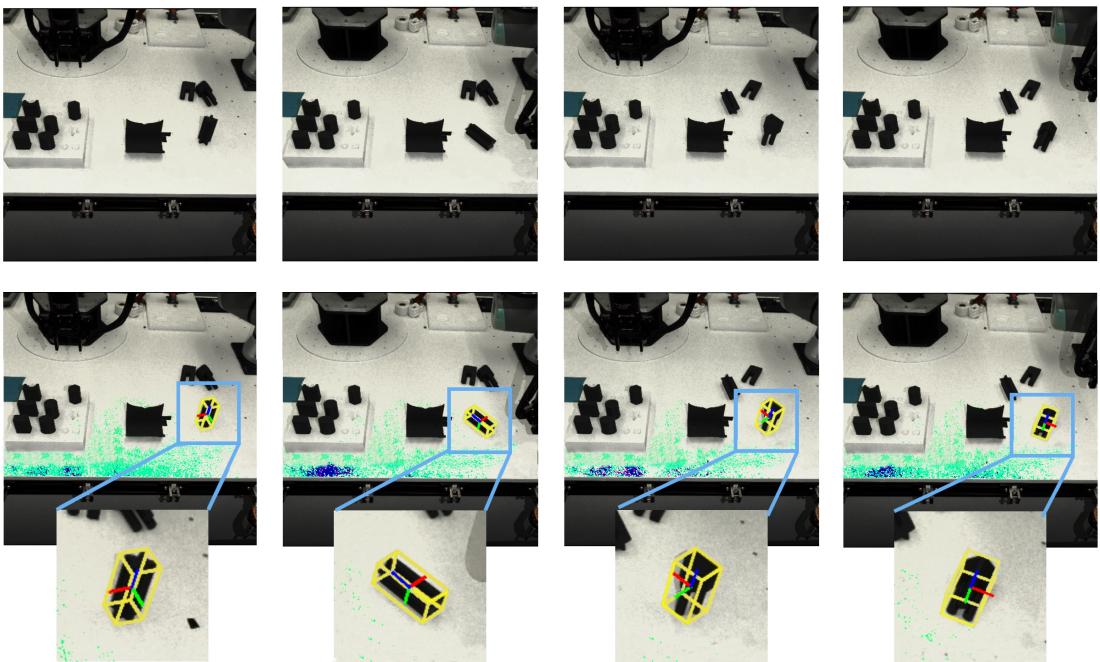 Figure 4 shows qualitative results of the pose estimation on different shapes like squares, ovals, and beams.