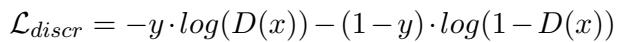 判别器损失的公式。