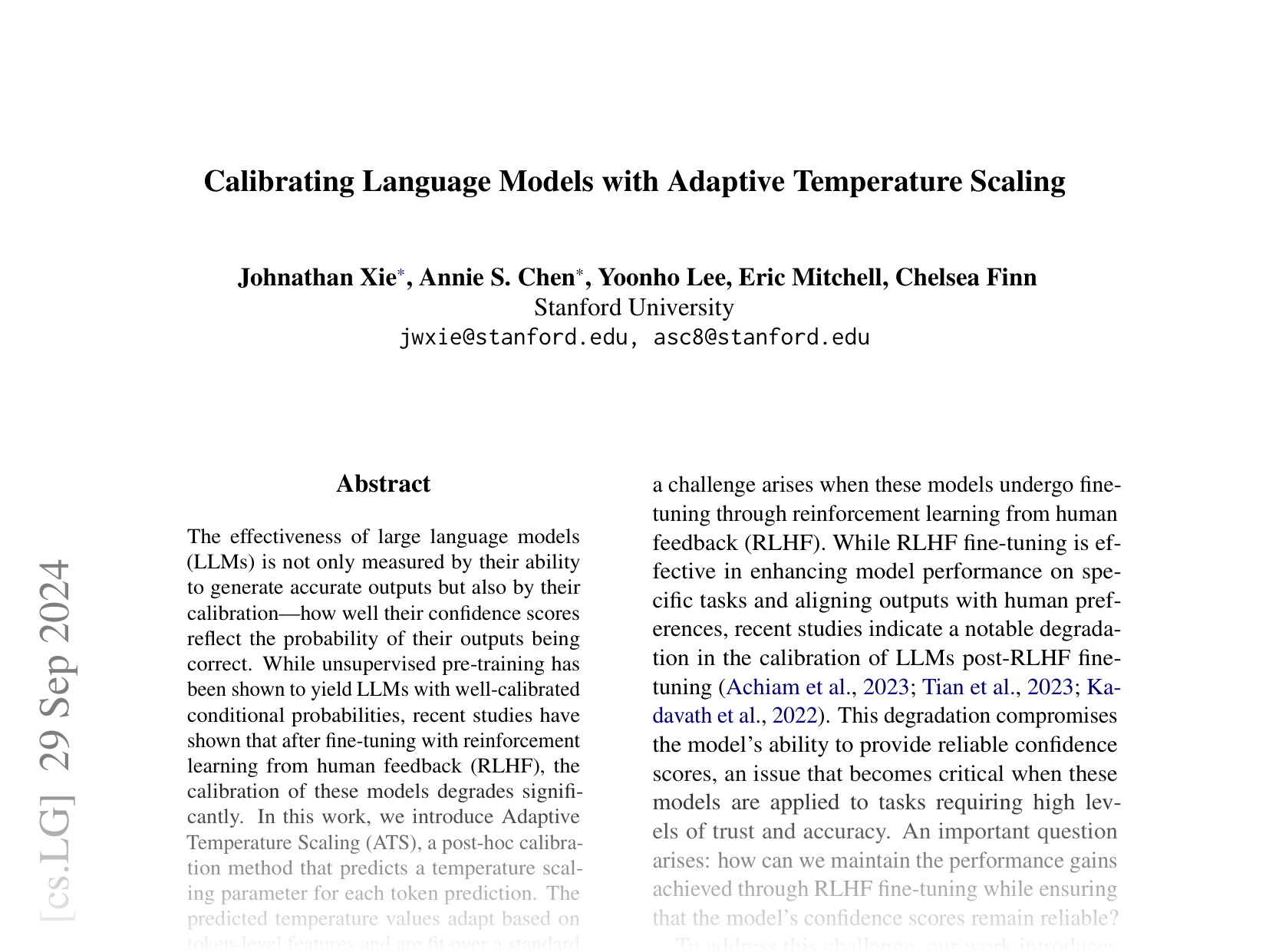 [Calibrating Language Models with Adaptive Temperature Scaling 🔗](https://arxiv.org/abs/2409.19817)