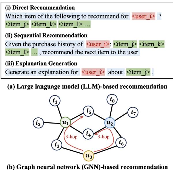 LLM 与 GNN 动机的图解。