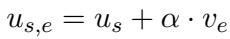 公式 2 展示了修改后的说话人嵌入 u_{s,e} 等于原始嵌入 u_s 加上情感向量 v_e 乘以强度 alpha。