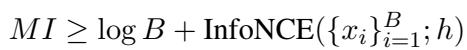 Equation 2: 使用 InfoNCE 的互信息下界