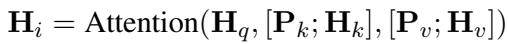 带提示的注意力机制公式。