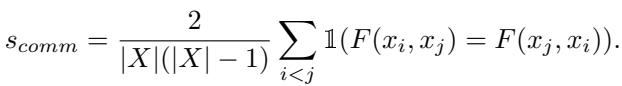 Equation for the commutativity score.