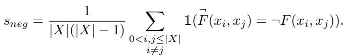 Equation for the negation invariance score.