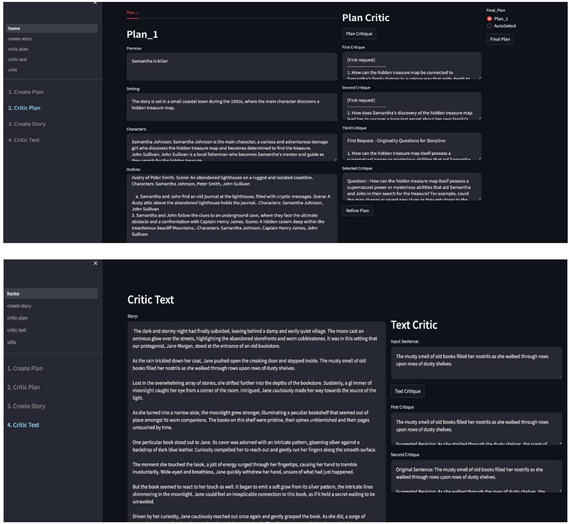 用于交互式故事生成的网络应用程序截图。