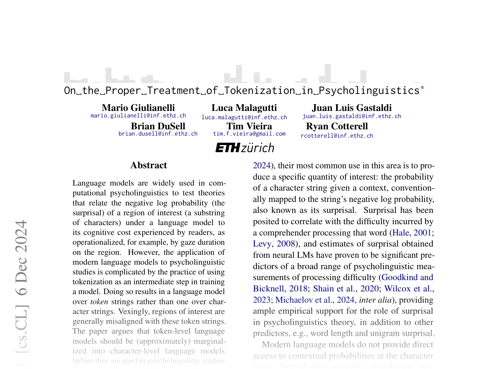 [Marginalizing Out Tokenization in Surprisal-Based Psycholinguistic Predictive Modeling 🔗](https://arxiv.org/abs/2410.02691)