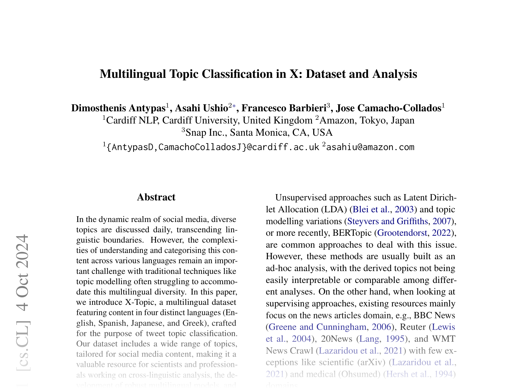 [Multilingual Topic Classification in X: Dataset and Analysis 🔗](https://arxiv.org/abs/2410.03075)