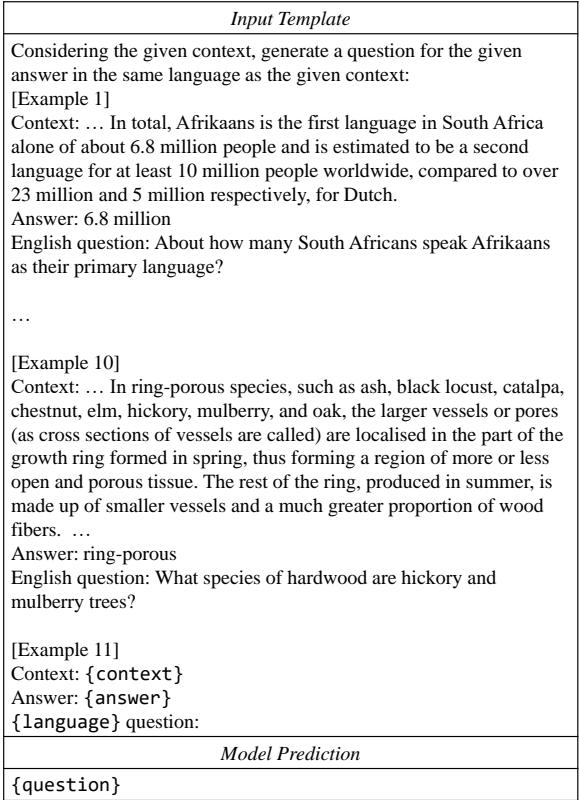 Figure 6: The input and output template for 10-shot inference of GPT-3.5-turbo.