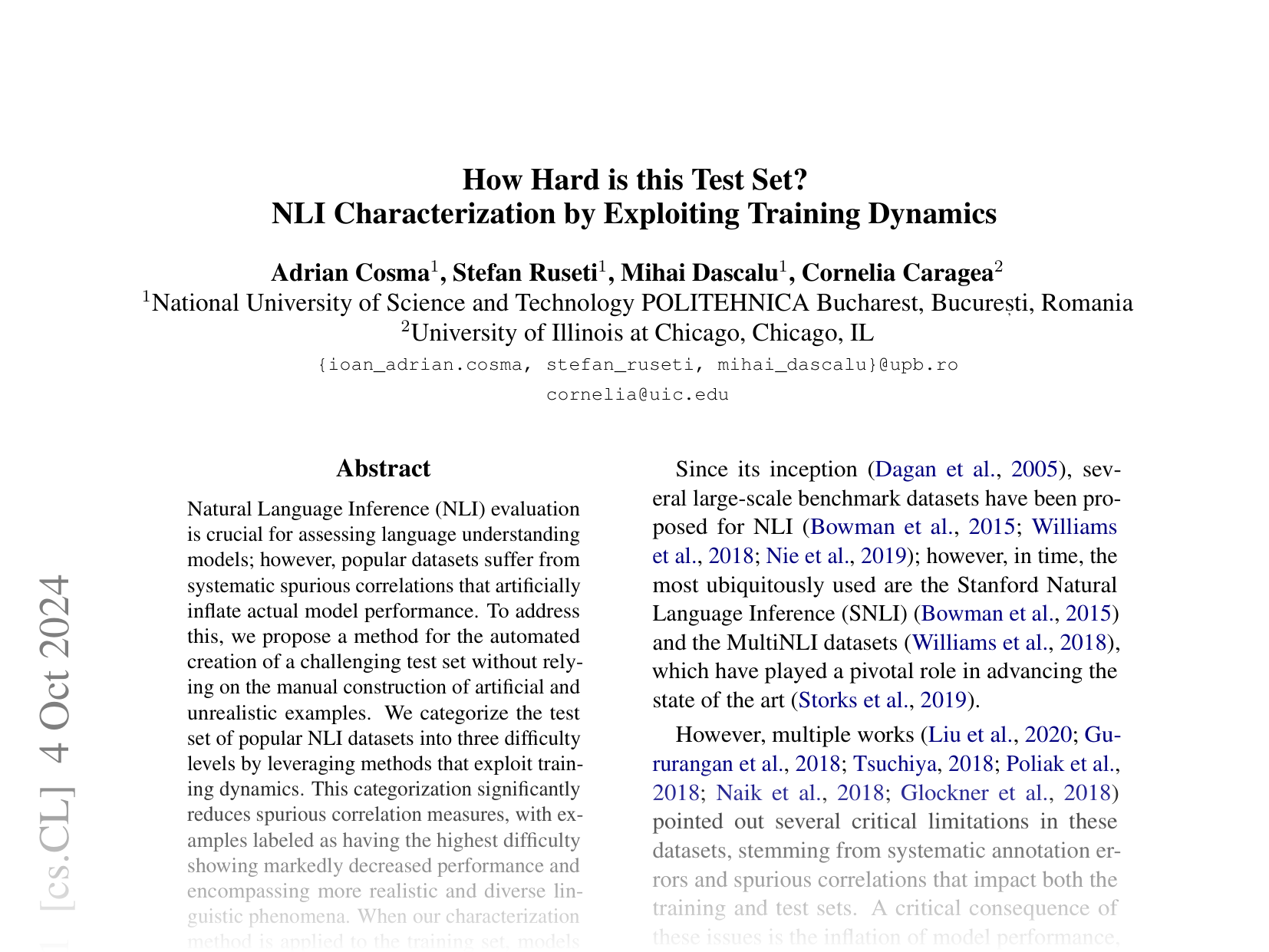[How Hard is this Test Set? NLI Characterization by Exploiting Training Dynamics 🔗](https://arxiv.org/abs/2410.03429)