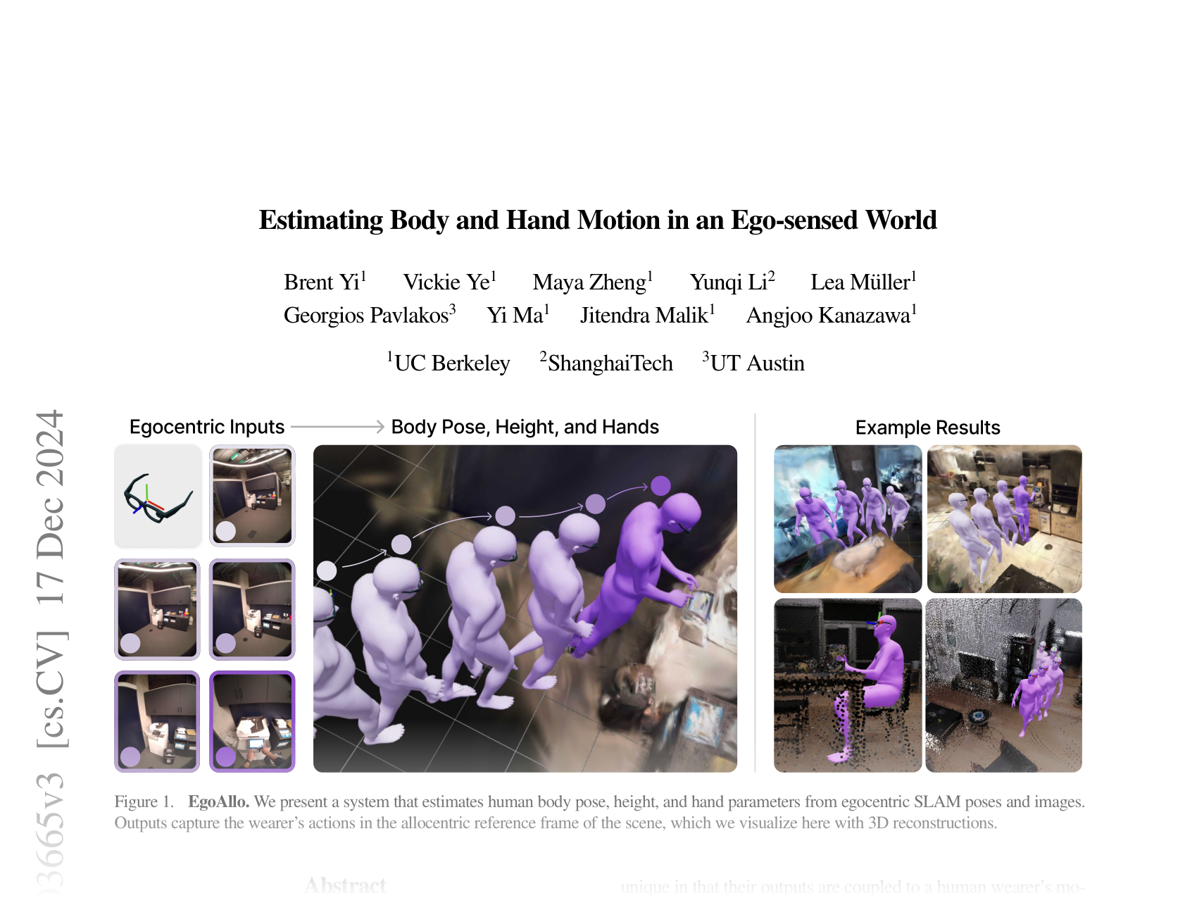 [Estimating Body and Hand Motion in an Ego-sensed World 🔗](https://arxiv.org/abs/2410.03665)
